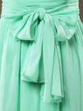 Sheath / Column V-neck Floor Length Chiffon Bridesmaid Dress Falbala Straps