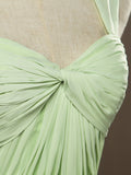 Sheath / Column Sweetheart Straps Floor Length Chiffon Bridesmaid Dress with Criss Cross Ruching Pleats