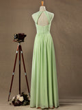 Sheath / Column Sweetheart Straps Floor Length Chiffon Bridesmaid Dress with Criss Cross Ruching Pleats