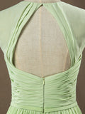 Sheath / Column Sweetheart Straps Floor Length Chiffon Bridesmaid Dress with Criss Cross Ruching Pleats