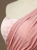 Sheath / Column One Shoulder Floor Length Chiffon match Lace Bridesmaid Dress