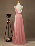 Sheath / Column One Shoulder Floor Length Chiffon match Lace Bridesmaid Dress