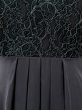 Sheath / Column V-neck Floor Length Chiffon match Lace Bridesmaid Dress with Pleats