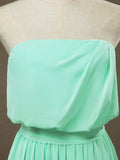 Sheath / Column Strapless Floor Length Chiffon Bridesmaid Dress Pleats with Belt