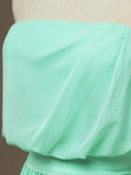 Sheath / Column Strapless Floor Length Chiffon Bridesmaid Dress Pleats with Belt