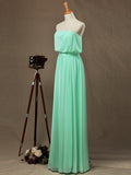 Sheath / Column Strapless Floor Length Chiffon Bridesmaid Dress Pleats with Belt