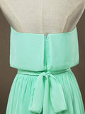 Sheath / Column Strapless Floor Length Chiffon Bridesmaid Dress Pleats with Belt
