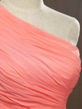 Sheath / Column One Shoulder Floor Length Chiffon Bridesmaid Dress with Side Draping