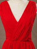 A-line V-neck Floor Length Chiffon Bridesmaid Dress