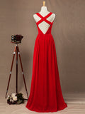 A-line V-neck Floor Length Chiffon Bridesmaid Dress