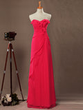 Sheath / Column Strapless Sweetheart Floor Length Chiffon Bridesmaid Dress with Side Draping Falbala