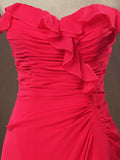 Sheath / Column Strapless Sweetheart Floor Length Chiffon Bridesmaid Dress with Side Draping Falbala