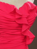 Sheath / Column Strapless Sweetheart Floor Length Chiffon Bridesmaid Dress with Side Draping Falbala