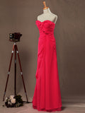 Sheath / Column Strapless Sweetheart Floor Length Chiffon Bridesmaid Dress with Side Draping Falbala