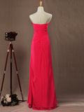 Sheath / Column Strapless Sweetheart Floor Length Chiffon Bridesmaid Dress with Side Draping Falbala