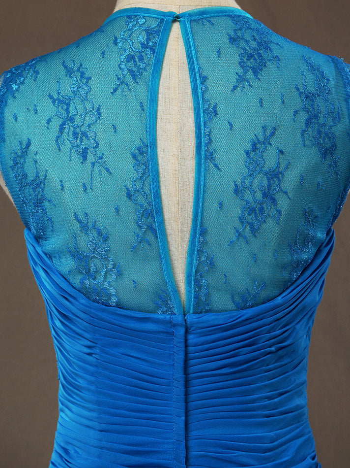 Sheath / Column V-neck Floor Length Chiffon Bridesmaid Dress Lace Straps with Criss Cross Ruching