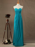 Sheath / Column Strapless Sweetheart Floor Length Chiffon Bridesmaid Dress with Criss Cross Ruching Pleats