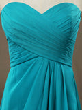 Sheath / Column Strapless Sweetheart Floor Length Chiffon Bridesmaid Dress with Criss Cross Ruching Pleats