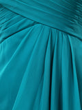 Sheath / Column Strapless Sweetheart Floor Length Chiffon Bridesmaid Dress with Criss Cross Ruching Pleats
