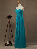 Sheath / Column Strapless Sweetheart Floor Length Chiffon Bridesmaid Dress with Criss Cross Ruching Pleats