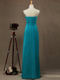 Sheath / Column Strapless Sweetheart Floor Length Chiffon Bridesmaid Dress with Criss Cross Ruching Pleats