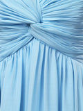 Sheath / Column V-neck Floor Length Chiffon Prom Evening Dress with Side Draping Criss Cross Beading