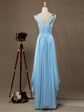 Sheath / Column V-neck Floor Length Chiffon Prom Evening Dress with Side Draping Criss Cross Beading
