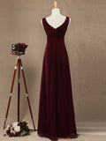 Sheath / Column V-neck Floor Length Chiffon Bridesmaid Dress with Criss Cross Ruching Pleats