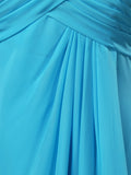 Sheath / Column One Shoulder Floor Length Chiffon Bridesmaid Dress with Criss Cross Ruching Pleats