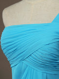 Sheath / Column One Shoulder Floor Length Chiffon Bridesmaid Dress with Criss Cross Ruching Pleats