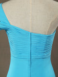 Sheath / Column One Shoulder Floor Length Chiffon Bridesmaid Dress with Criss Cross Ruching Pleats