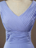 A-Line Princess V-neck Floor Length Chiffon Bridesmaid Dress