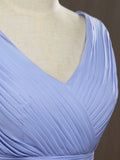 A-Line Princess V-neck Floor Length Chiffon Bridesmaid Dress
