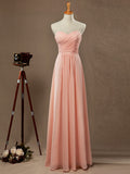 A-line Strapless Sweetheart Floor Length Chiffon Bridesmaid Dress