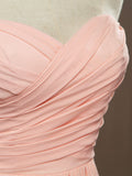 A-line Strapless Sweetheart Floor Length Chiffon Bridesmaid Dress