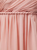 A-Line One Shoulder Floor Length Chiffon Pregnant Bridesmaid Dress 