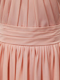Chiffon Bridesmaid Dress A-Line Princess Double Straps Halter-neck Floor-length