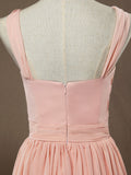 Chiffon Bridesmaid Dress A-Line Princess Double Straps Halter-neck Floor-length