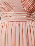 Chiffon Bridesmaid Dress A-Line/Princess Double Straps Deep V-neck 