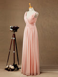 Chiffon Bridesmaid Dress A-Line/Princess Double Straps Deep V-neck 