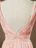 Chiffon Bridesmaid Dress A-Line/Princess Double Straps Deep V-neck 