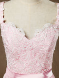 Sheath / Column V-neck Straps Floor Length Chiffon match Lace Bridesmaid Dress Open Back