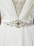 Sheath / Column Deep V-neck Cap Sleeves Chiffon match Lace Evening Dress