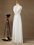 Sheath / Column Deep V-neck Cap Sleeves Chiffon match Lace Evening Dress