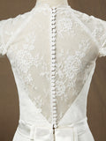 Sheath / Column Deep V-neck Cap Sleeves Chiffon match Lace Evening Dress