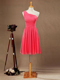 A-line One Shoulder Knee Length Chiffon Bridesmaid Dress