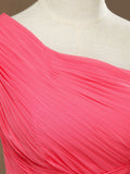 A-line One Shoulder Knee Length Chiffon Bridesmaid Dress
