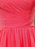 A-line One Shoulder Knee Length Chiffon Bridesmaid Dress