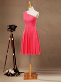 A-line One Shoulder Knee Length Chiffon Bridesmaid Dress