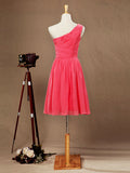 A-line One Shoulder Knee Length Chiffon Bridesmaid Dress